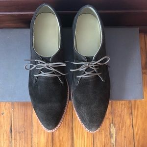 Nisolo Dark Olive Suede Oxfords